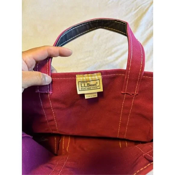 L.L. Bean Boat Tote Two Tone Purple Canvas Tote Travel Bag Made in Usa Rare - Picture 3 of 6